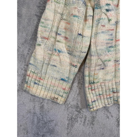 American Eagle Sweater Women Sz L Ivory Speckled Cable Knit Confetti Soft Cozy - Picture 4 of 9